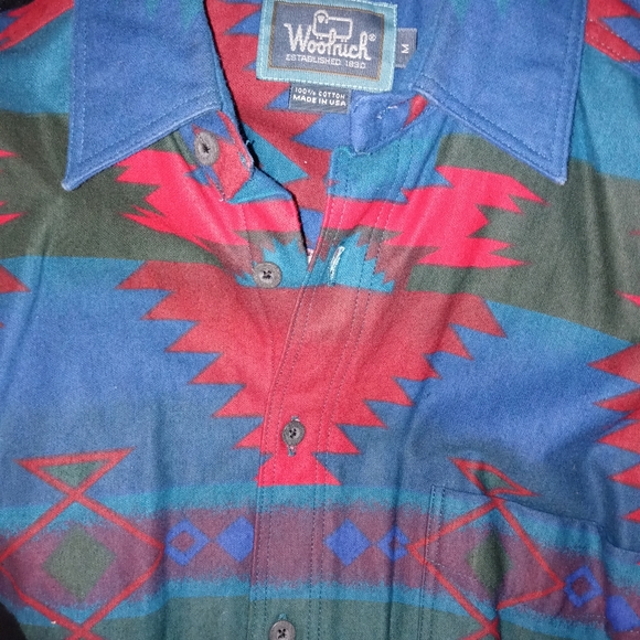 🆕Woolrich | VINTAGE deadstock Aztec Western Print Ranch Wear Shirt Size Medium - Picture 13 of 14
